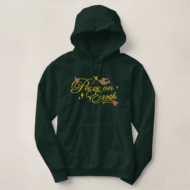 Friedenstaube Bestickter Hoodie (Design vorne)