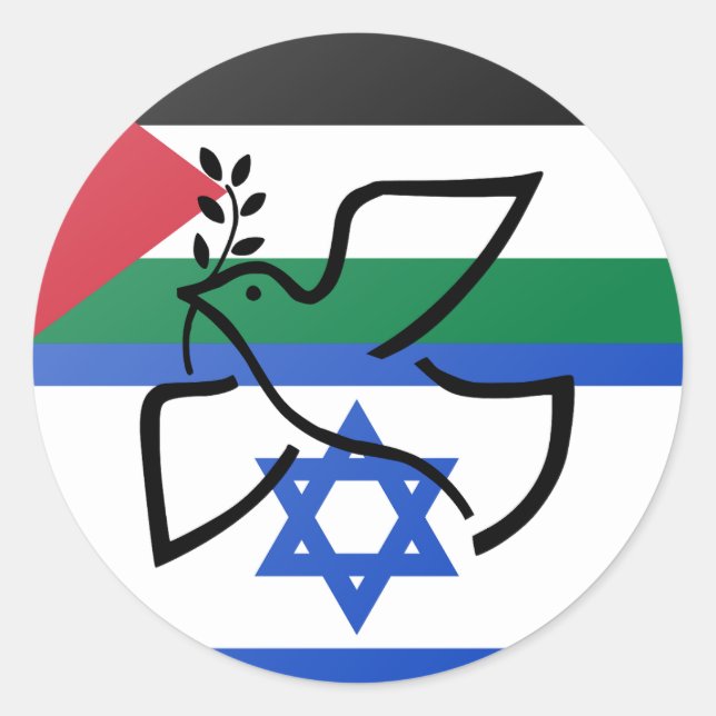 Friedenstaube über Israel Palästina Runder Aufkleber (Vorderseite)