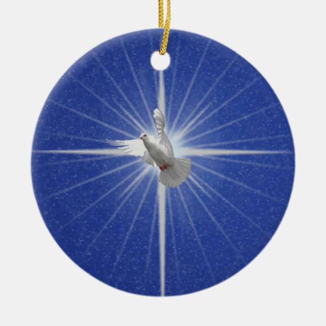Friedenstauben-Weihnachtsbaum-Dekoration Keramikornament (Vorne)