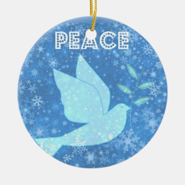 Friedenstauben-Weihnachtsdekoration Keramikornament (Vorne)