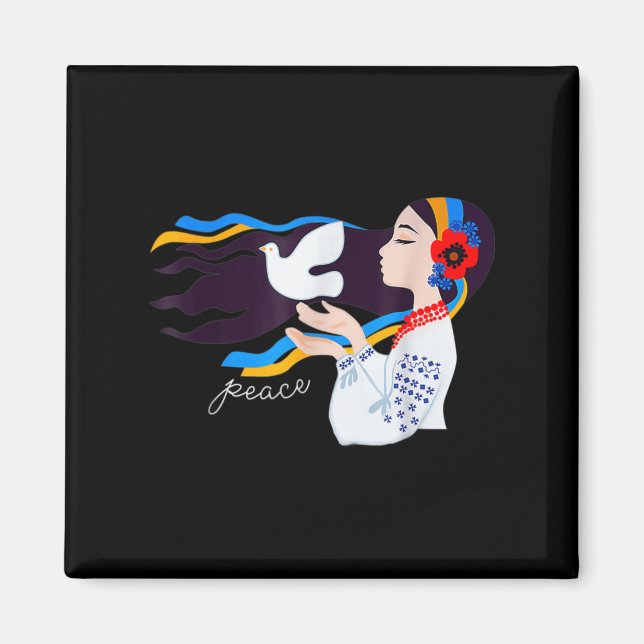 Friedenstaubenmädchen Unterstützung der Ukraine mi Magnet (Vorne)