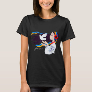 Friedenstaubenmädchen Unterstützung der Ukraine mi T-Shirt