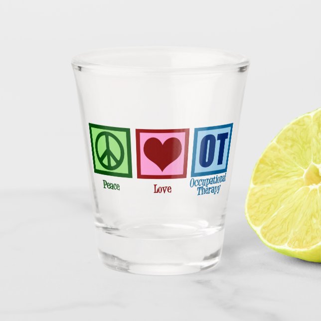 Friedenstherapie Liebe Berufliche Therapie Niedlic Schnapsglas (Vorderseite)