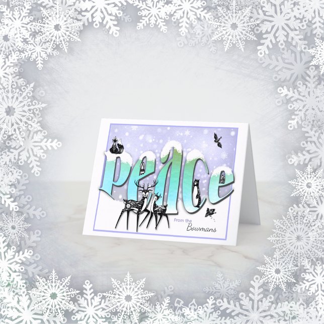 Friedenstiere personalisiert Weihnachtsreise Feiertagskarte (Von Creator hochgeladen)