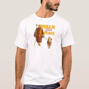 Friedenswandelnder Mönch mit Aloka-Hund – Friedens T-Shirt