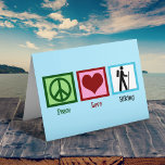 Friedenswanderung Liebe Feiertagskarte<br><div class="desc">Ein Friedensschild,  ein Herz und ein Wanderer. Ich Liebe Wandern auf Trails und Camping. Ein großartiges Geschenk für den Freien.</div>