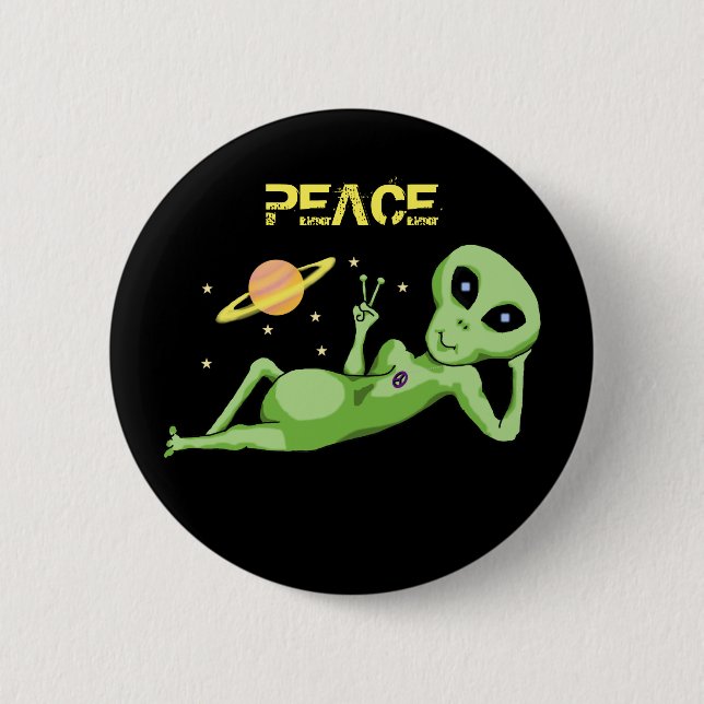 Friedensweltraum-Alien-Knopf Button (Vorderseite)