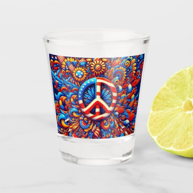 Friedenszeichen - 4. Juli Unabhängigkeitstag - Gro Schnapsglas (Vorderseite)