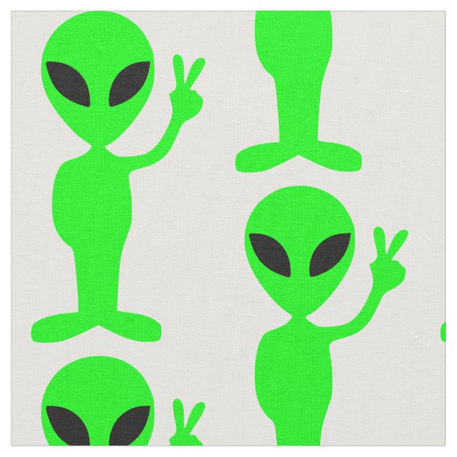 Friedenszeichen Alien niedlich Stoff (Nahaufnahme)