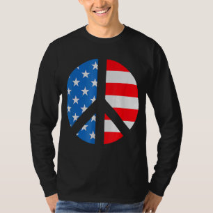 Friedenszeichen am 4. Juli Amerikanische Flagge T-Shirt