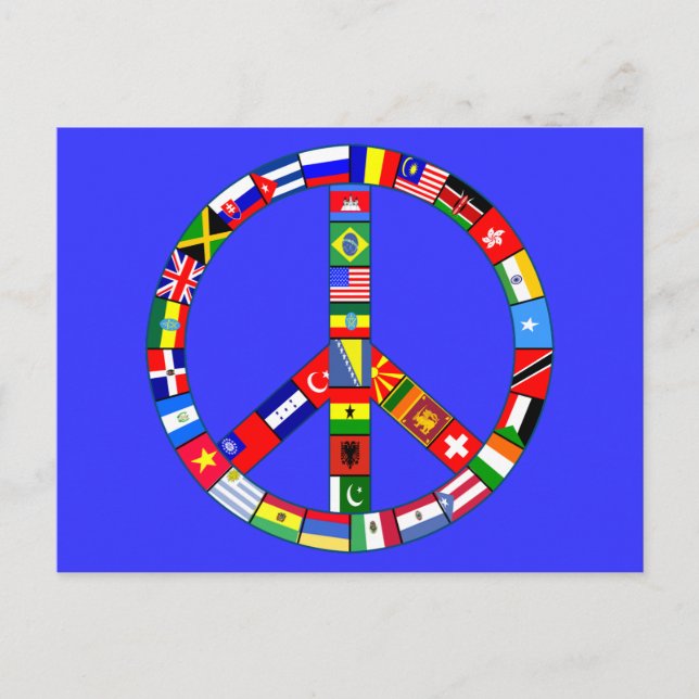 Friedenszeichen aus Flaggenprodukten Postkarte (Vorderseite)