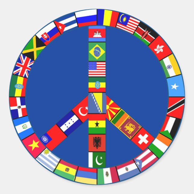Friedenszeichen aus Flaggenprodukten Runder Aufkleber (Vorderseite)