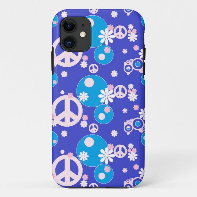 Friedenszeichen blau Case-Mate iPhone hülle (Rückseite)