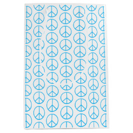 Friedenszeichen Blau Groovy Retro Spaß Mittlere Geschenktüte