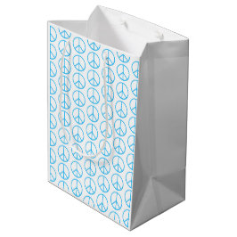 Friedenszeichen Blau Groovy Retro Spaß Mittlere Geschenktüte