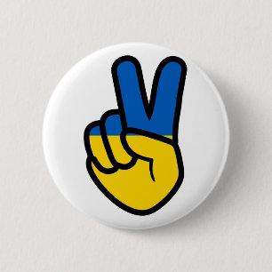 Friedenszeichen der Ukraine mit Flagge in den Farb Button