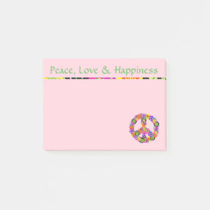 Friedenszeichen Frieden Liebe & Glück Rosa Post-it Klebezettel