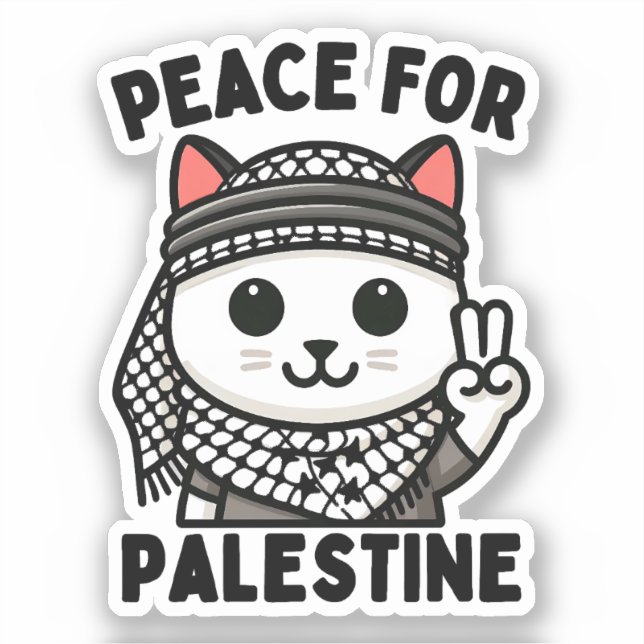 Friedenszeichen für Palästina - Niedliches Katzen Aufkleber (Vorderseite)