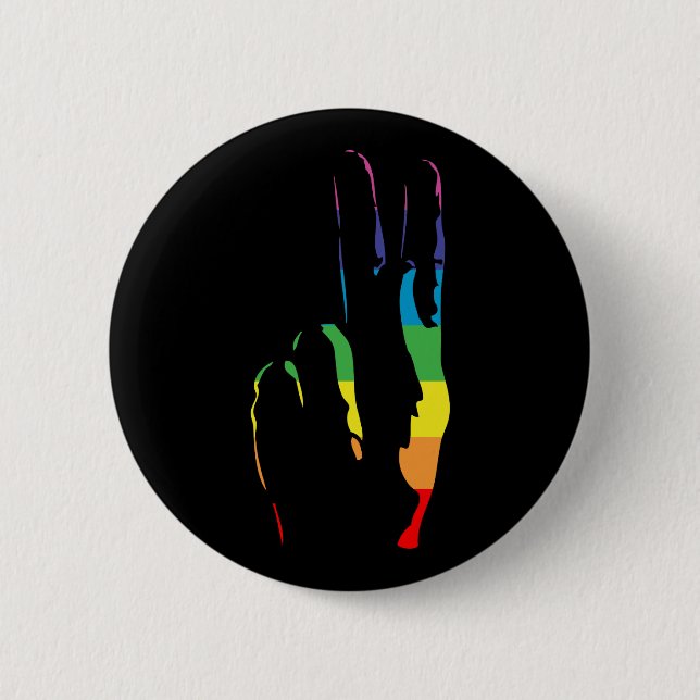 Friedenszeichen für Regenbogen Button (Vorderseite)