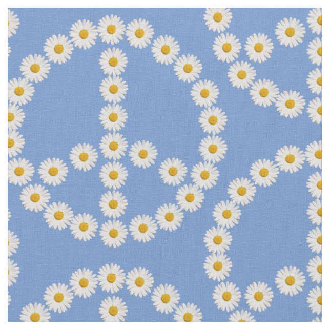 Friedenszeichen Gänseblümchen Boho Stoff (Nahaufnahme)