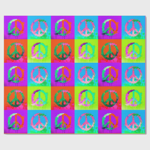 Friedenszeichen groovige Tie-Dye-Graffiti-Sprayfar Geschenkpapier