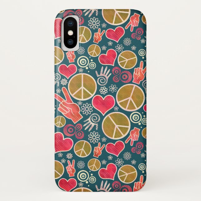 Friedenszeichen Hipster Pacifismus Zeichengestaltu Case-Mate iPhone Hülle (Rückseite)
