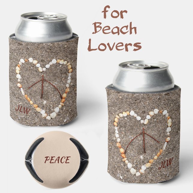 Friedenszeichen im Herzen von Sand Beach Dosenkühler (Von Creator hochgeladen)