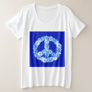 Friedenszeichen in Blau Große Größe T-Shirt