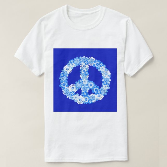 Friedenszeichen in Blau T-Shirt (Design vorne)