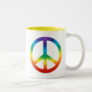 Friedenszeichen in Chakra-Farben Zweifarbige Tasse