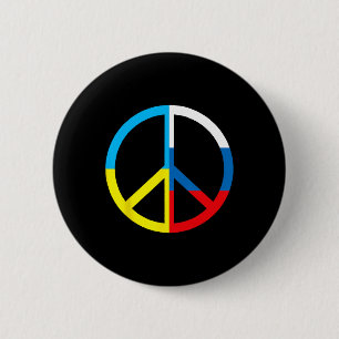 Friedenszeichen in der Ukraine und russische Flagg Button