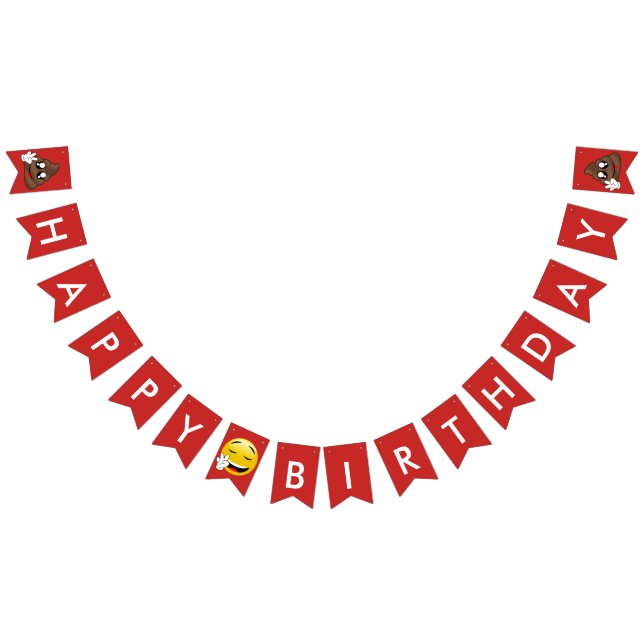 Friedenszeichen kacken Emoji Geburtstags-Fahne Wimpelkette (Alle)
