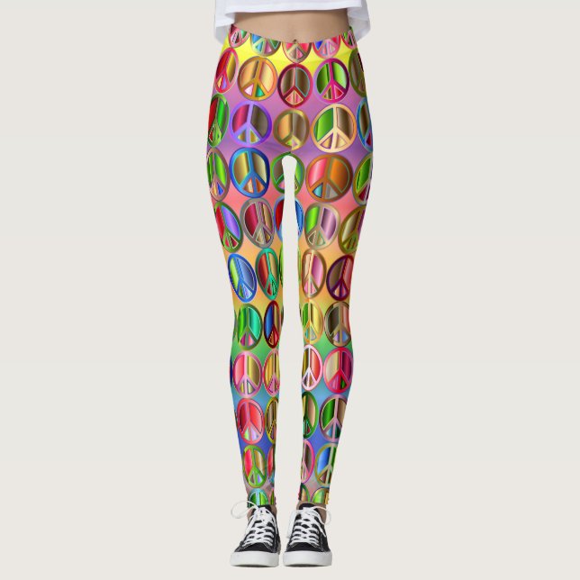 Friedenszeichen-Leggings-Gesamtneon Leggings (Vorderseite)