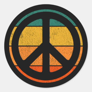 Friedenszeichen Liebe 60er 70er Tye Die Hippie-Kos Runder Aufkleber