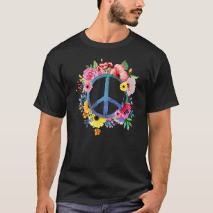 Friedenszeichen mit Blume für Frieden T-Shirt