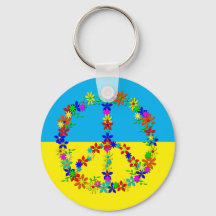 Friedenszeichen mit Blume, ukrainische Fahne