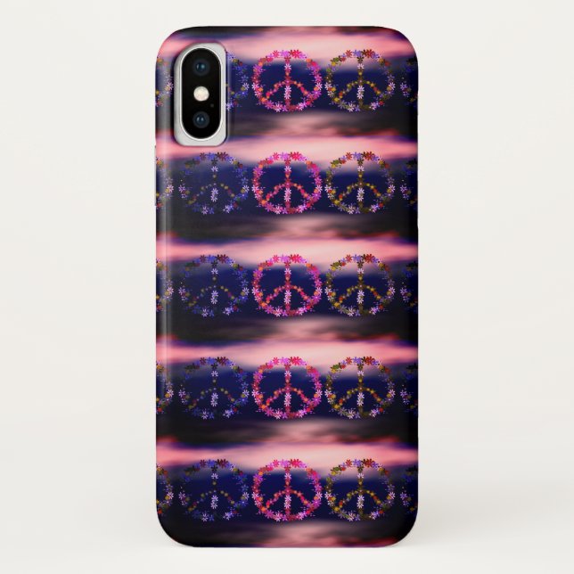 Friedenszeichen mit bunten Blume Case-Mate iPhone Hülle (Rückseite)