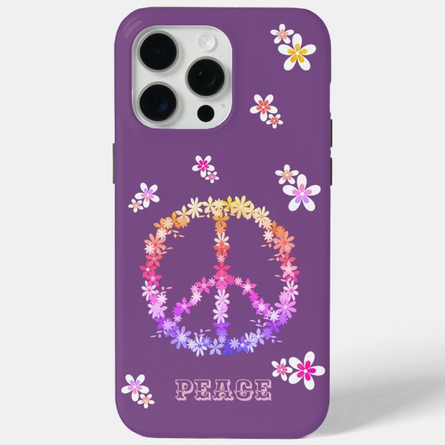 Friedenszeichen mit bunten Blume, Personalisiert Case-Mate iPhone Hülle (Rückseite)