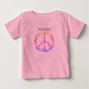 Friedenszeichen mit bunten Blume, Personalisierter Baby T-shirt