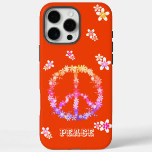 Friedenszeichen mit farbenfrohen Blumen, Personali iPhone 16 Pro Max Hülle