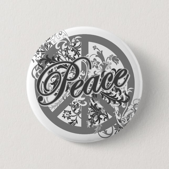 Friedenszeichen-mit Filigran geschmückte Kunst Button (Vorderseite)