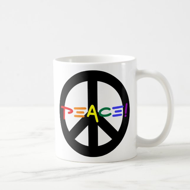 Friedenszeichen mit Regenbogen Kaffeetasse (Rechts)