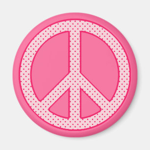 Friedenszeichen mit rosa Tupfenmuster Magnet