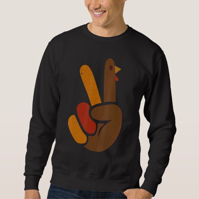 Friedenszeichen Puter Hand Cool Erntedankfest Männ Sweatshirt (Vorderseite)