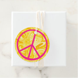 Friedenszeichen Rosa Groovy Gelb Malerei Farbige K Geschenkanhänger
