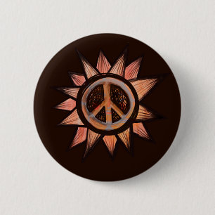 Friedenszeichen Sonnenschein Sonniger Friedlicher Button