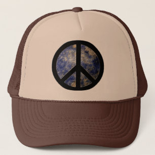 Friedenszeichen Trucker Hat Brown und Blue Truckerkappe