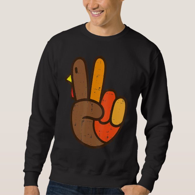Friedenszeichen Truthahn Hand Cool Thanksgiving Hi Sweatshirt (Vorderseite)