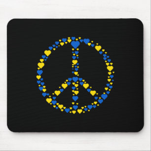 Friedenszeichen Ukraine Blaue und gelbe Herzen unt Mousepad