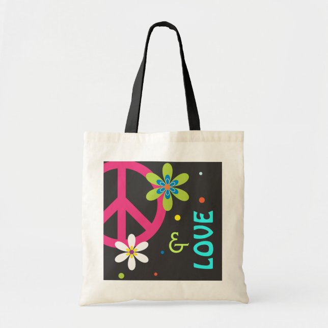 Friedenszeichen und Liebe-Taschen-Tasche Tragetasche (Vorne)